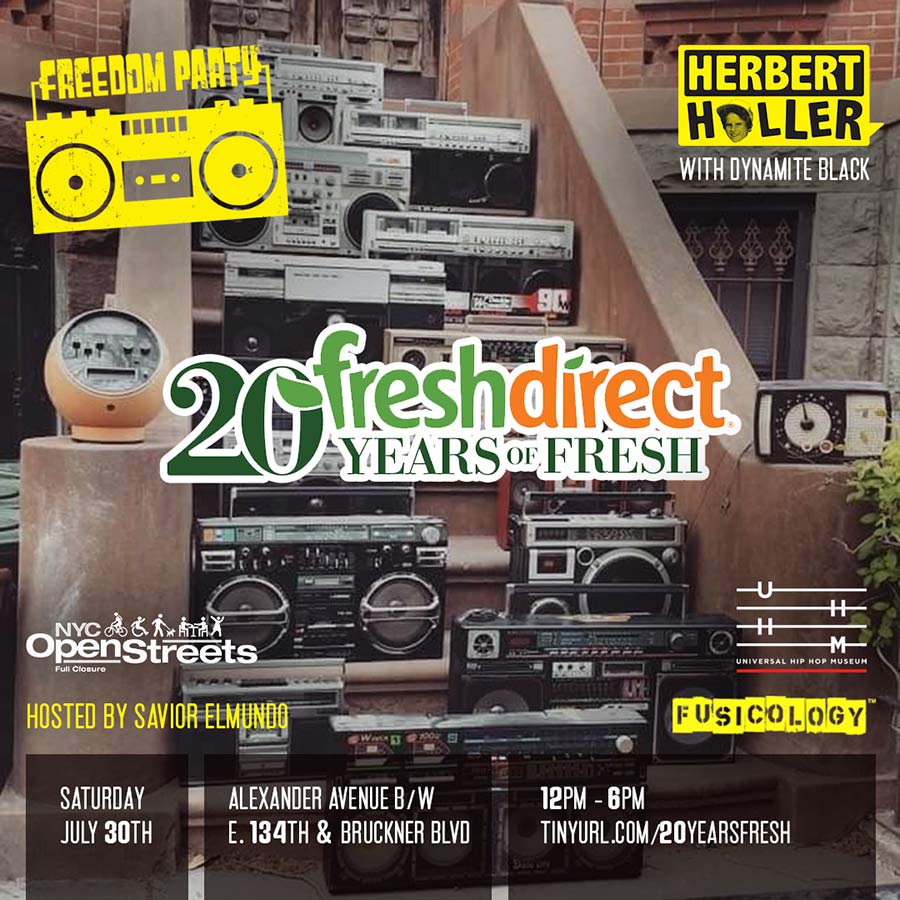 Herbert Holler’s Freedom Party® NYC Outside, Celebrating 20 Years of Fresh July 30th